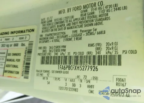 2017 Ford Mustang Gt from USA, damaged, VIN 1FA6P8CFXH5277926